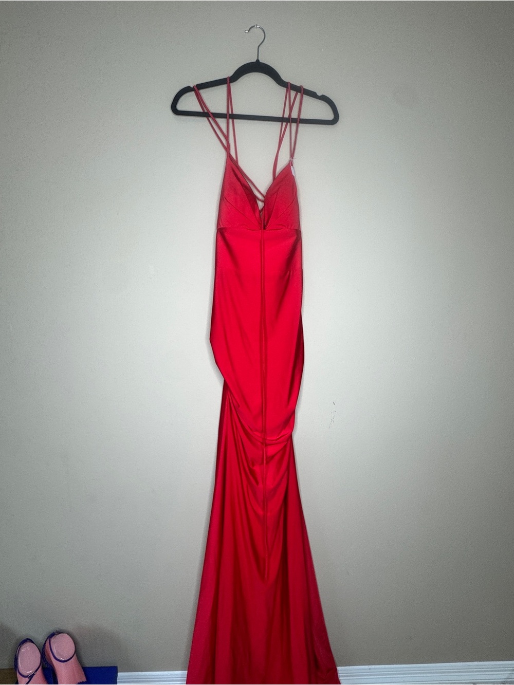 Elegant Red Strappy Prom Gown